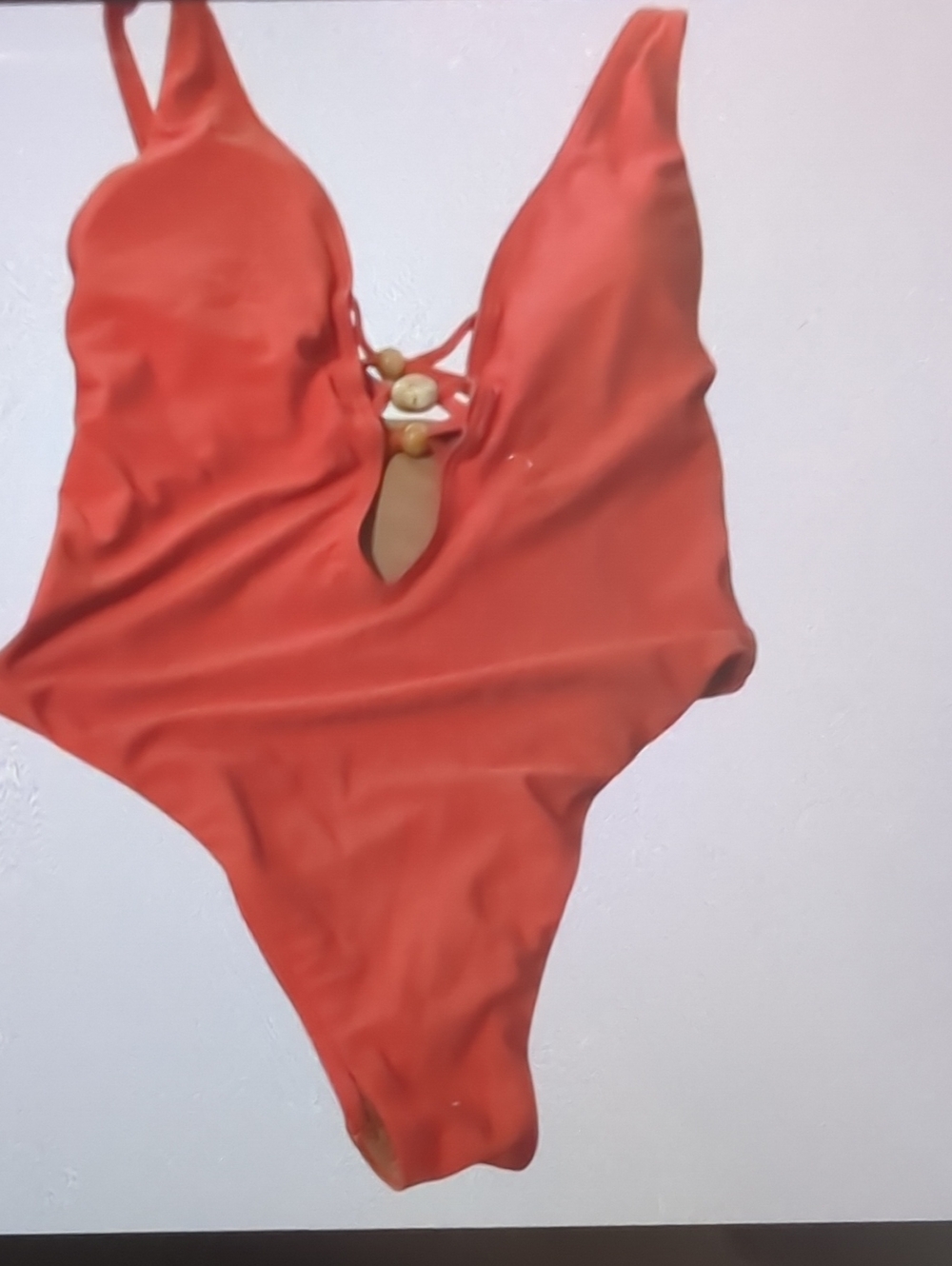 Talbots Red One-Piece Swimsuit with Front Ring Detail